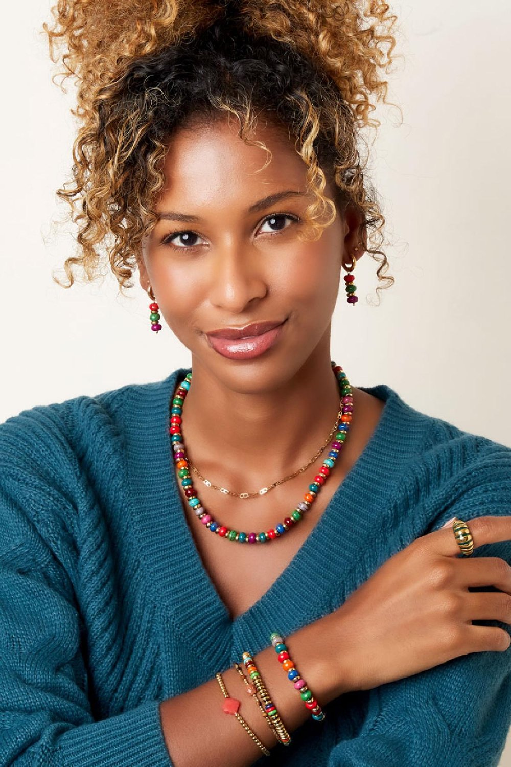 Ketting gekleurde steentjes Multi Stainless Steel h5Afbeelding3